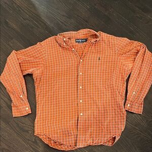 Ralph Lauren Men's Vibrant Orange Plaid Shirt